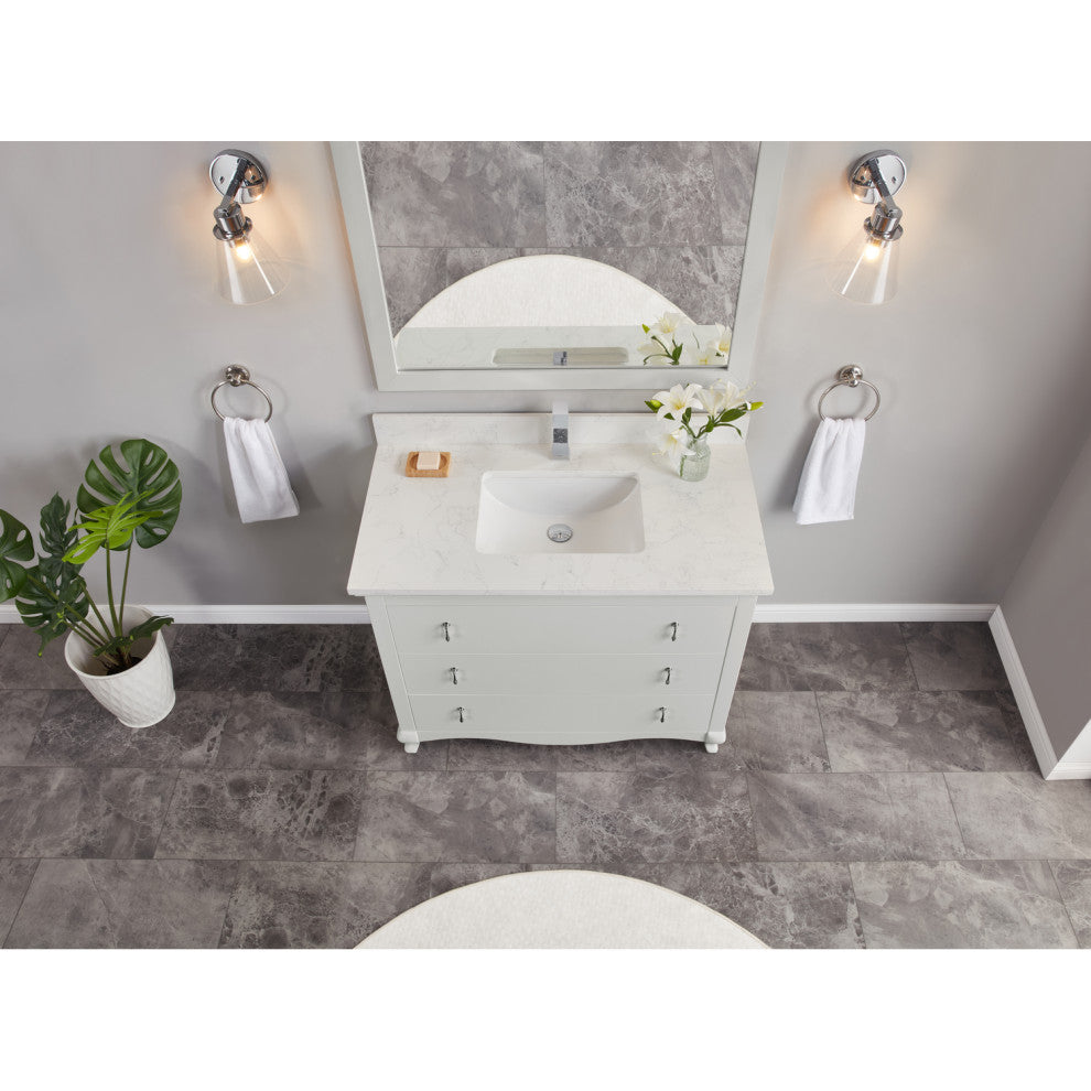 Legion Furniture WS2512 Series Bathroom Sink Vanity, Silver Strand, 42", Artificial Stone Top, Single Sink