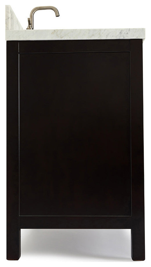 ARIEL Cambridge 37" Left Rectangle Sink Bathroom Vanity with Marble Top
