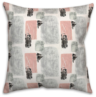 Blue and Pink Abstract 18"x18" Spun Poly Pillow