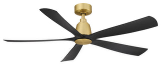 Fanimation Kute5 52" Ceiling Fan, Brushed Satin Brass With Black Blades