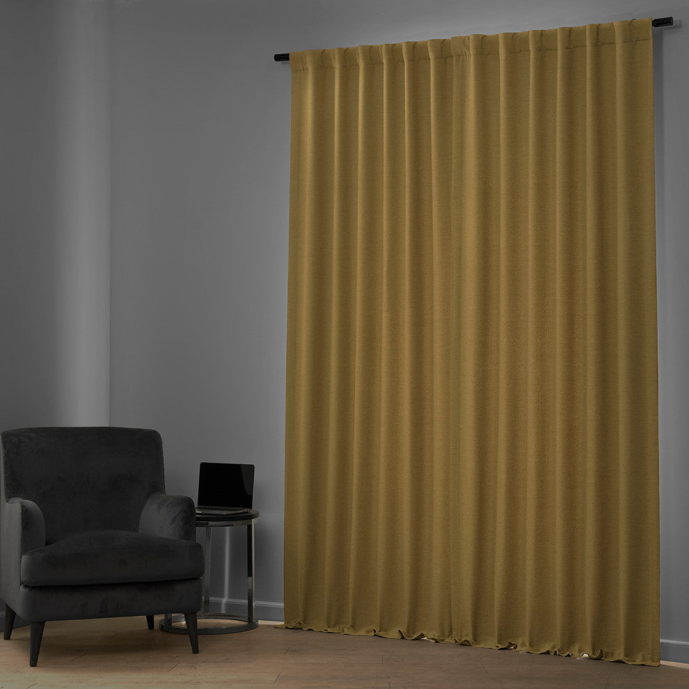 Bellino Blackout Room Darkening Curtain Single Panel, Trinket Gold, 50"x96"