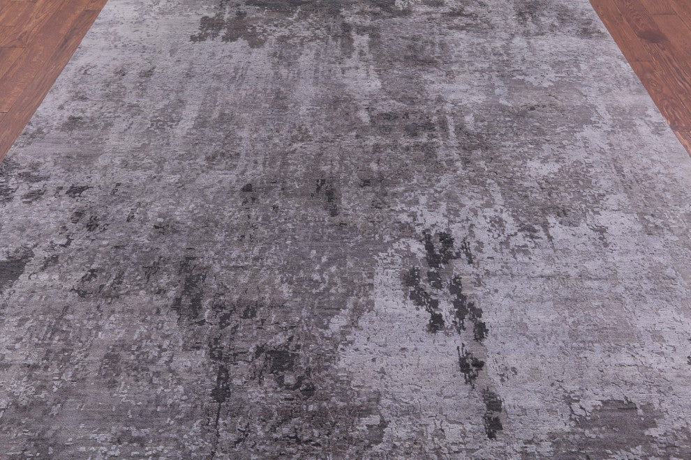8' 1" X 10' 1" Hand Knotted Wool and Silk Abstract Rug Q7087