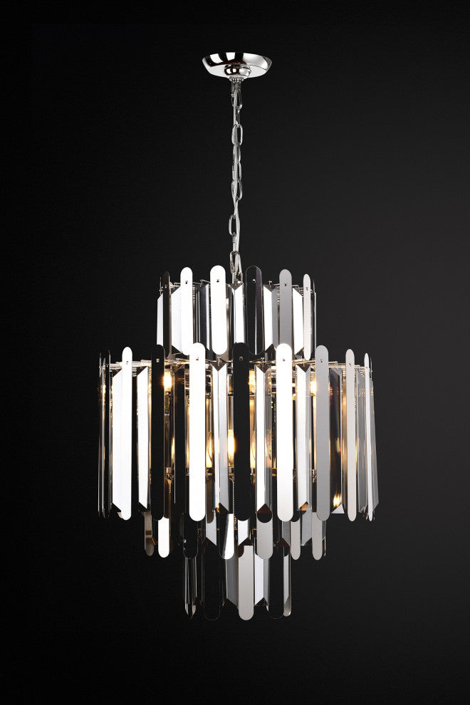 9-Light Stainless Steel Polish Nickel Chandelier