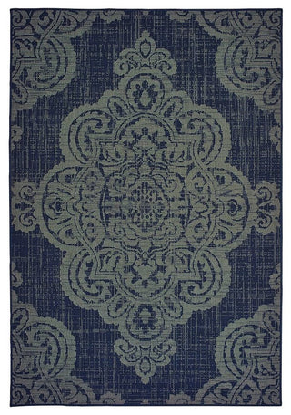 Oriental Weavers Sphinx Marina 5929B Outdoor Rug, Navy/Gray, 5'3"x7'6"