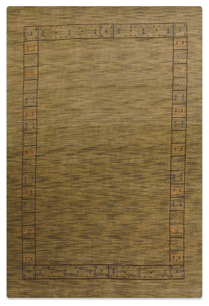 HAND KNOTTED LOOM WOOL ECO-FRIENDLY AREA RUGS - Rectangle, Green, Contemporary