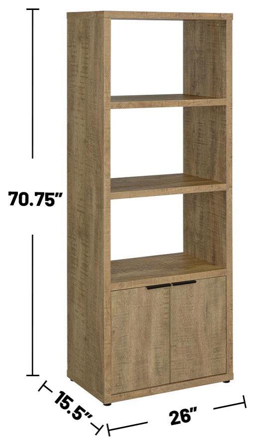 3 Shelves and 2 Doors Wooden Media Tower, Mango
