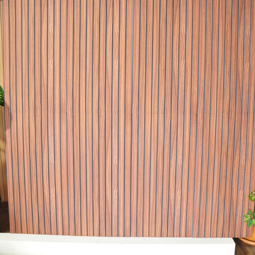 Faux Wood 3D Wall Panels, Auburn, Set of 10, Covers 54 sq ft