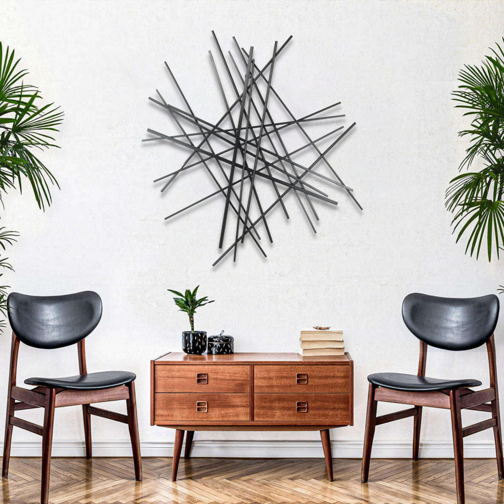 Avalon Large Abstract Wall Art, Black