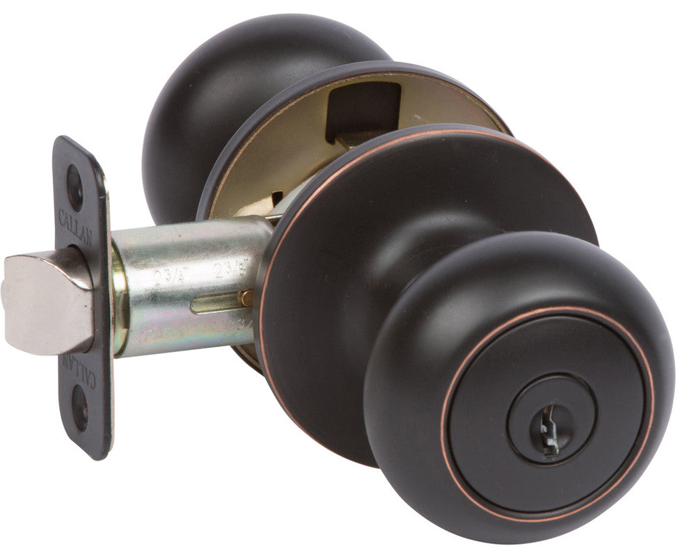 Callan Saxon Keyed Entry Knob Set, Edged Oil Rubbed Bronze