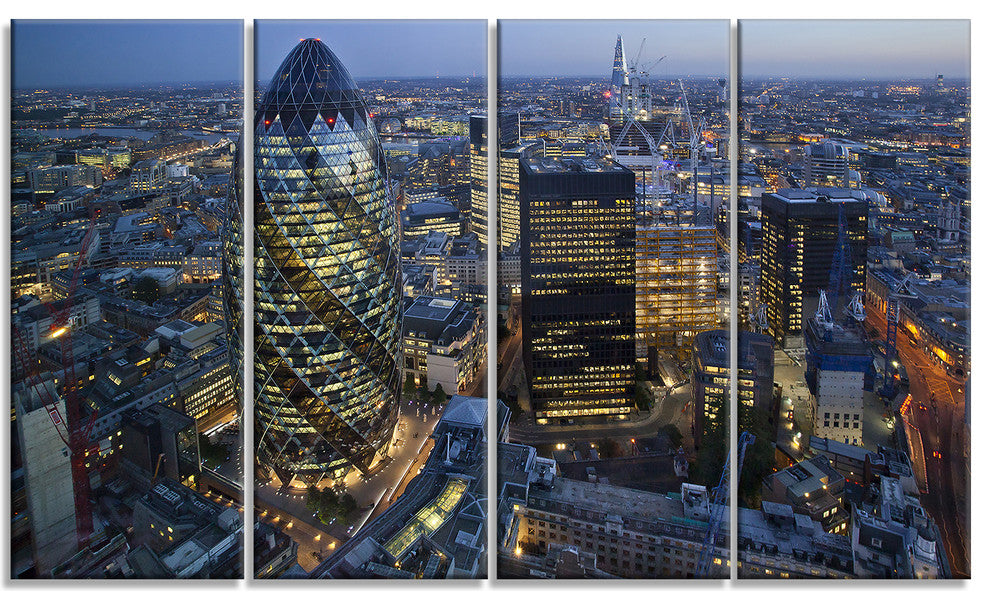 "London Skyline at Sunset" Canvas Print, 4 Panels