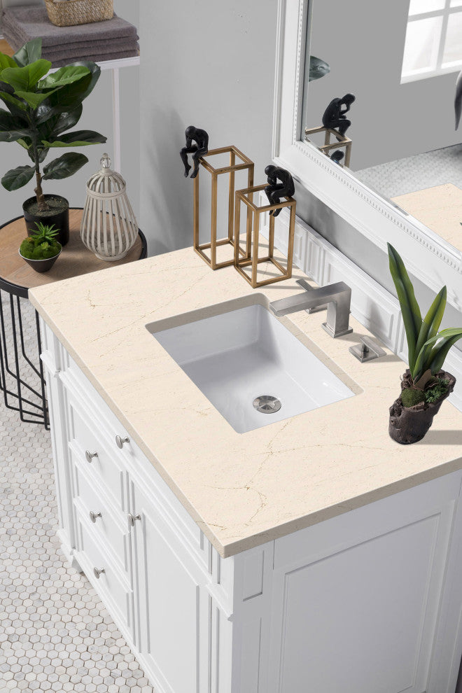 Bristol 36" Single Vanity Bright White, Eternal Marfil Quartz