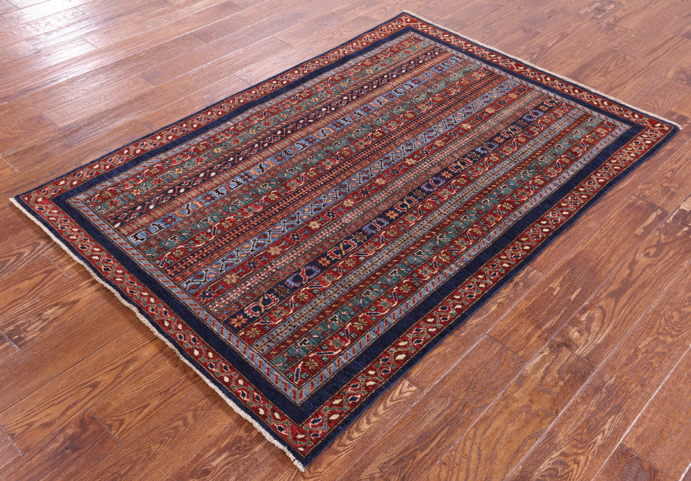 Handmade Persian Gabbeh Shall Wool Rug 4' 2" X 5' 11" Q11156