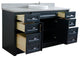 61" Single Sink Vanity, Dark Gray Finish And Gray Granite And Round Sink
