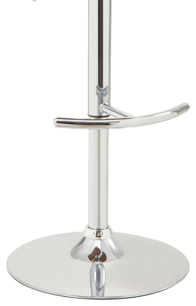 Donadio Swivel Barstool, Chrome With Cream Faux Leather & Walnut Veneer Back
