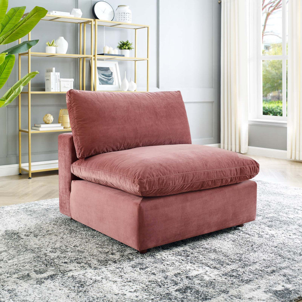 Sofa Middle Chair, Velvet, Pink, Modern, Living Lounge Hotel Lobby Hospitality