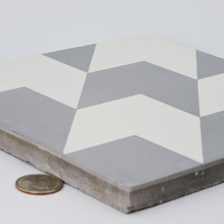8"x8" Oujda Handmade Cement Tile, Gray/White, Set of 12