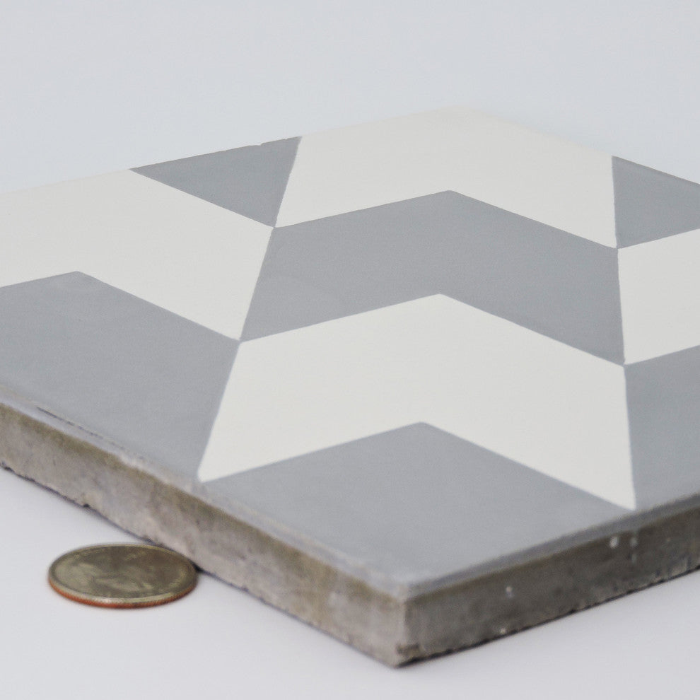 8"x8" Oujda Handmade Cement Tile, Gray/White, Set of 12