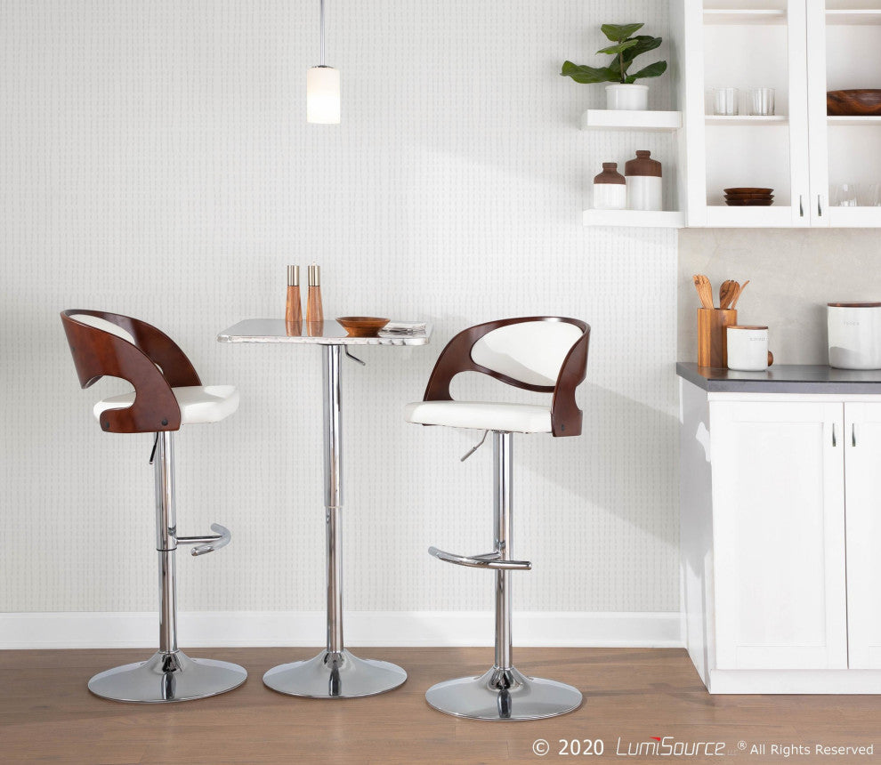 Bistro Contemporary Adjustable Square Bar Table, Silver