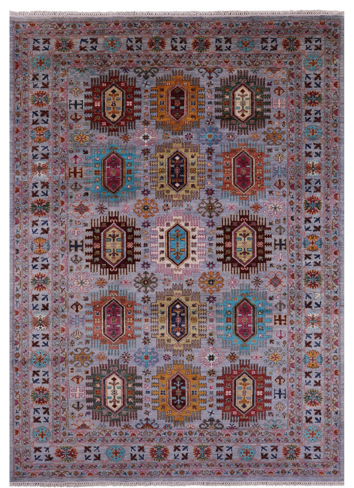 Handmade Fine Turkmen Ersari Wool Rug 6' 10" X 9' 8" Q11308