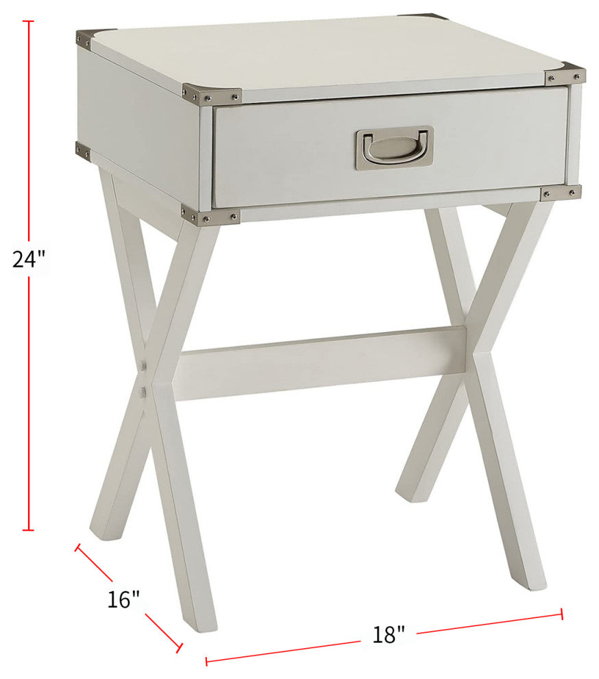 Side Table with a Drawer, White