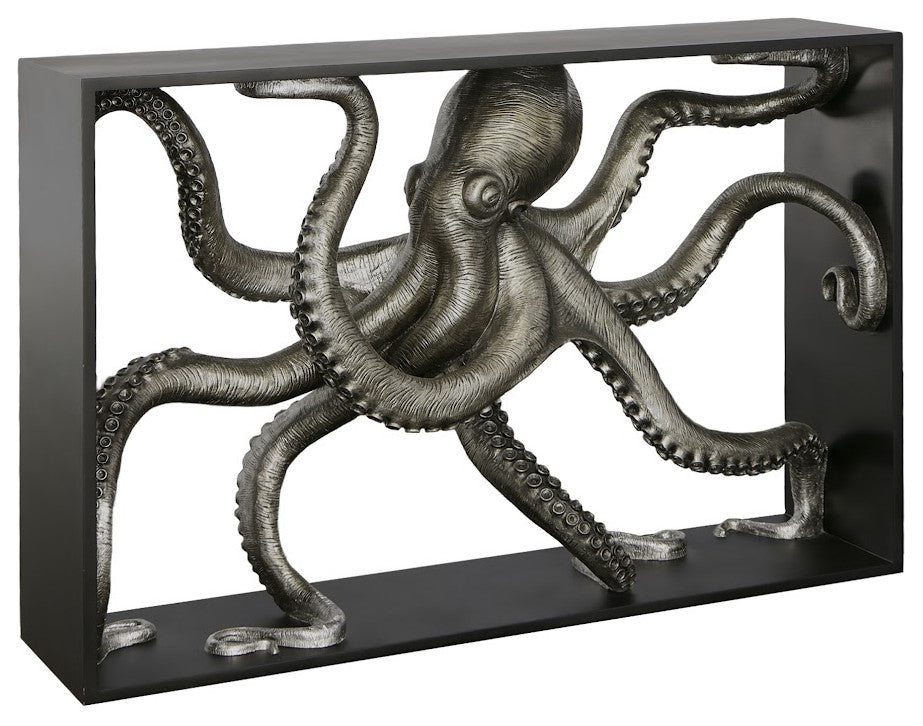 Octo Framed Console Table, Wood Frame, Silver Leaf