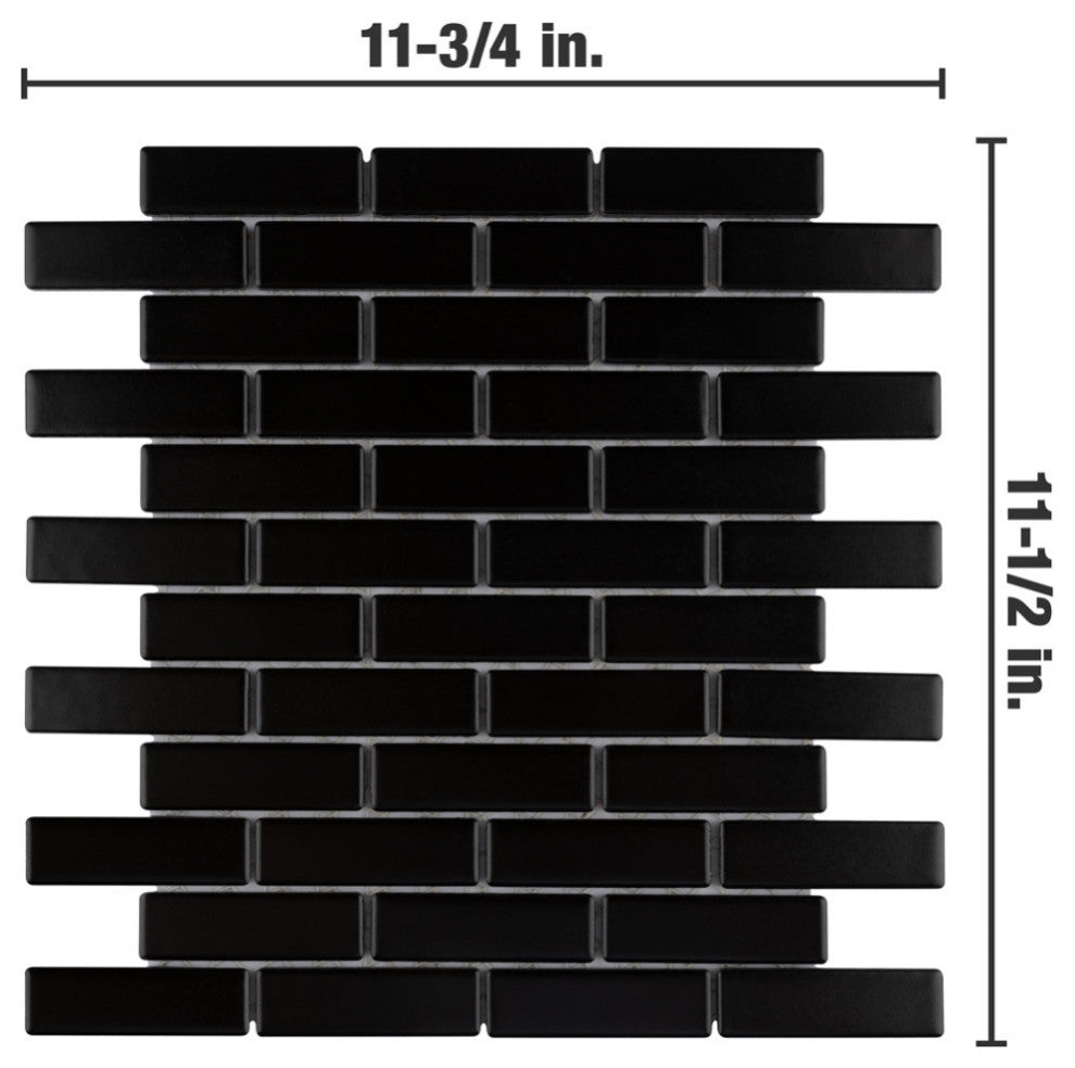 Metro Brick Subway Matte Black Porcelain Floor and Wall Tile