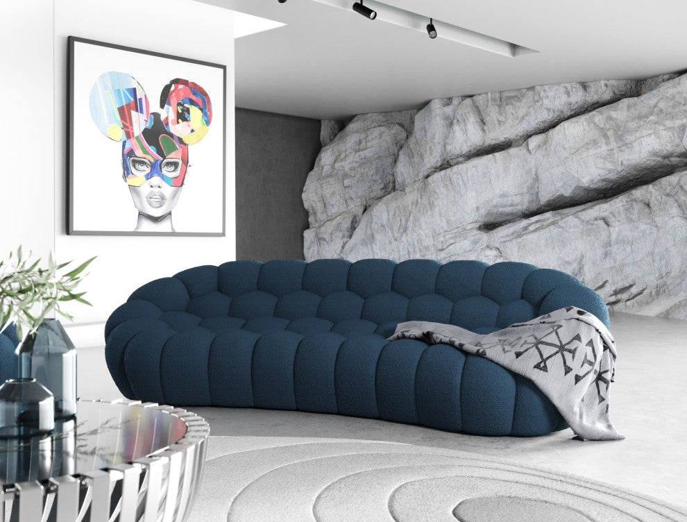 Divani Casa Yolonda Modern Curved Dark Teal Fabric Sofa