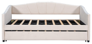 Gewnee Twin Size Upholstered Daybeds Sofa Beds With Trundle,Beige