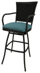 Set of 3, Outdoor/Indoor Swivel Bar Stools Erin, Aqua Linen on Brown, 30"