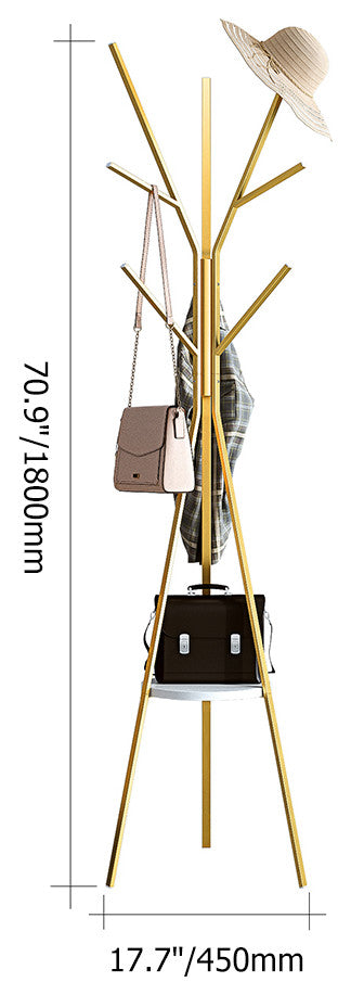 70.9" Modern Freestanding Coat Rack Hanging with Shelf Marble Base, Gold
