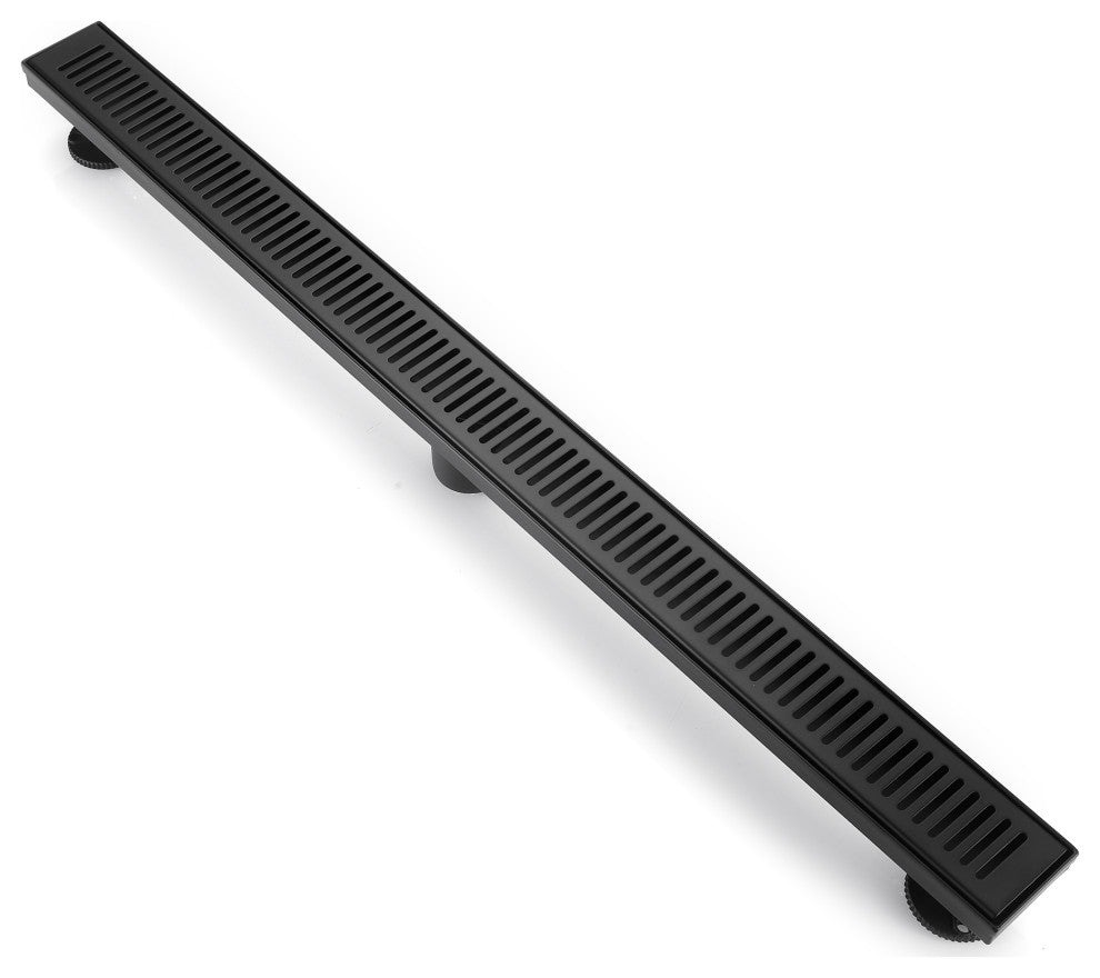 Stainless Steel Rectangular Linear Shower Floor Drain, Black, 36"