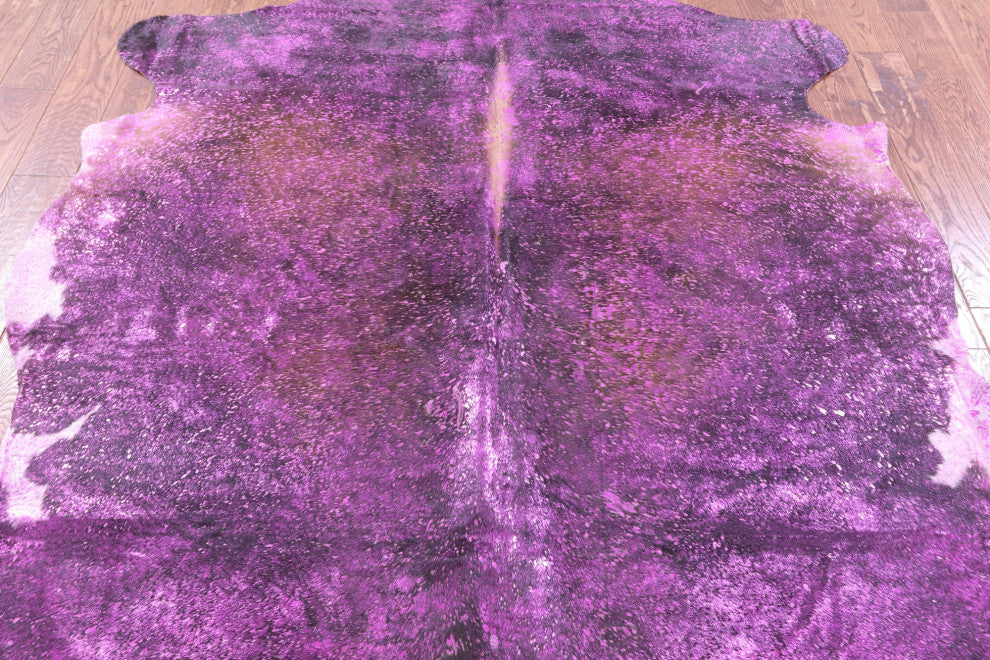 7' 4" X 7' 5" Pink Metallic Cowhide Rug C2103