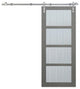 36"x 84" 4-Lite Driftwood Barn Door With Round Stainless Sliding Door Hardware