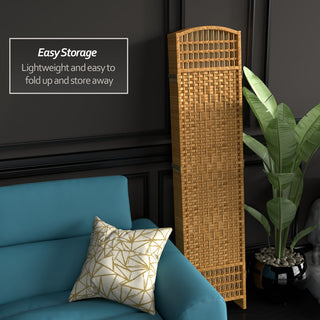 5 1/2' Tall Fiber Weave Room Divider, Light Beige, 6 Panel