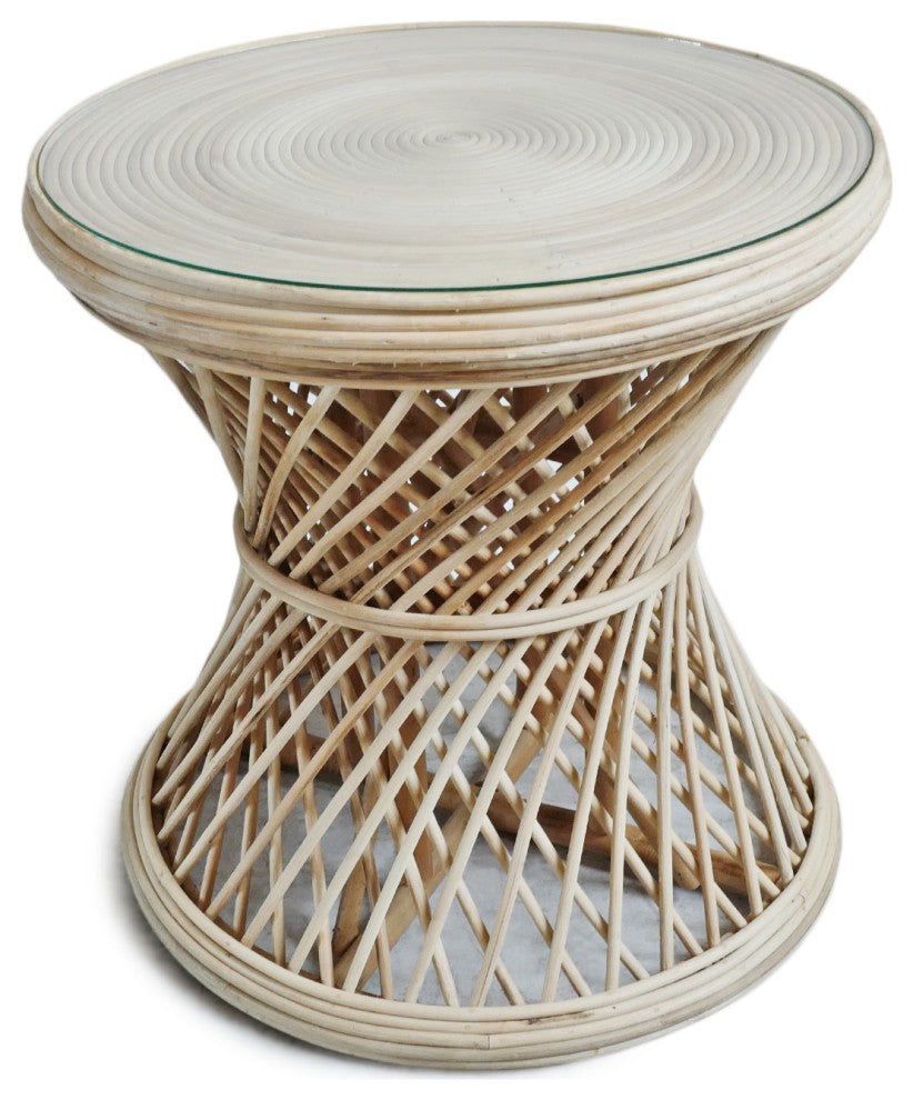 Hourglass Wicker Side Table