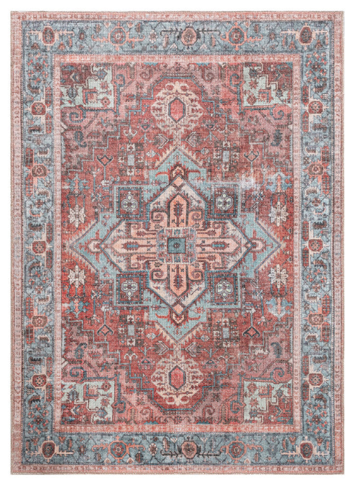 Vera Collection Lt Blue 7'6" x 10' Rectangle Residential Indoor Area Rug