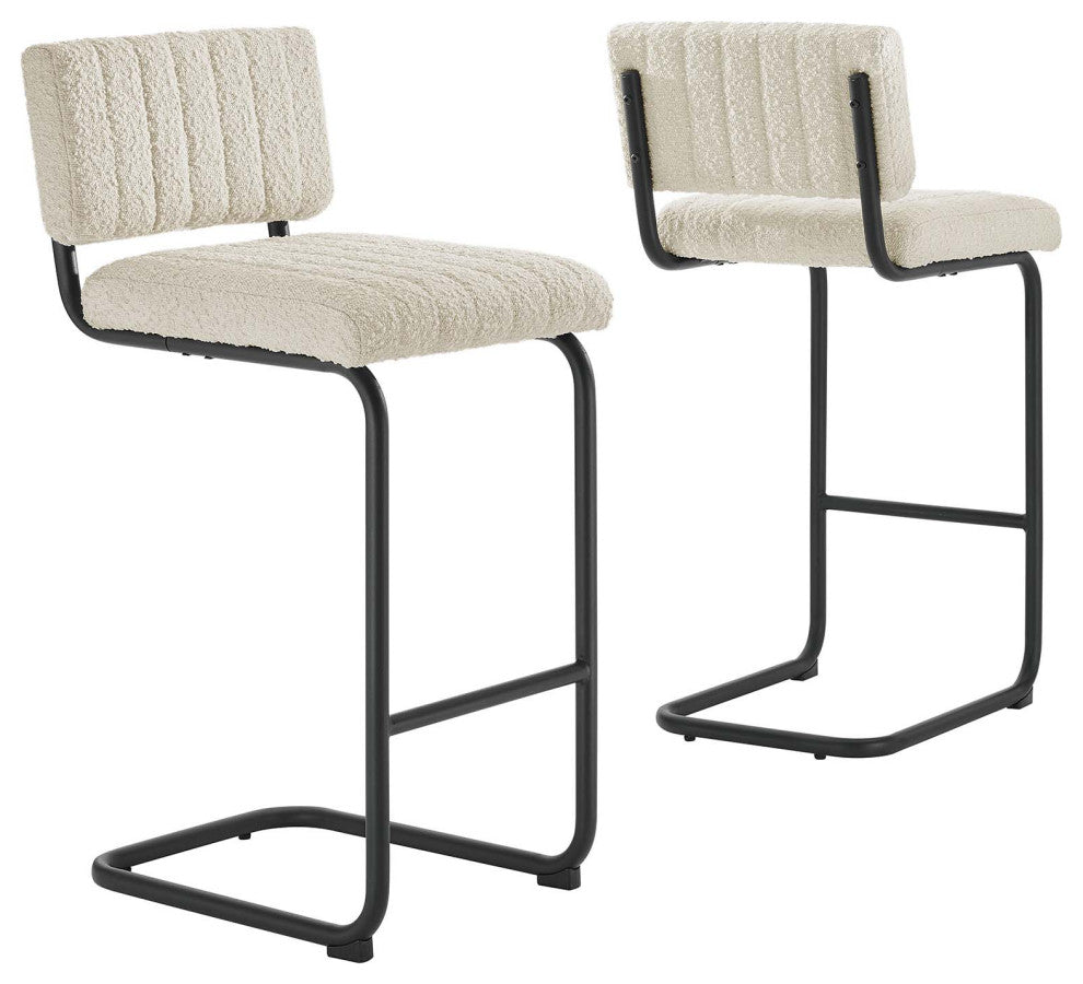 Parity Boucle Counter Stools, Set of 2, Black Ivory