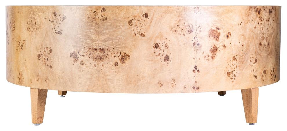 Billie Round Burl Coffee Table, Light Burl