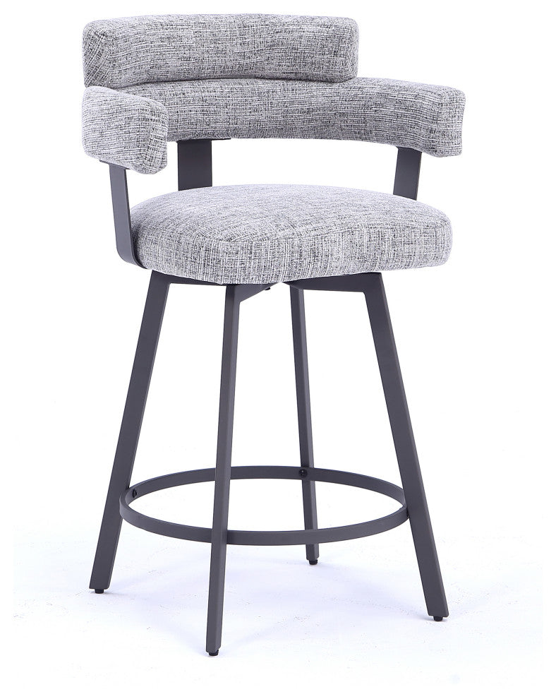 Contemporary Fabric Padded High Back, 2-Piece and Bar Stools and Counter Stools, Gray, 24"