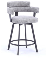 Contemporary Fabric Padded High Back, 2-Piece and Bar Stools and Counter Stools, Gray, 24"