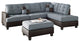 Benzara BM168702 Polyfiber 3 Pieces Sectional Set, Blue and Brown
