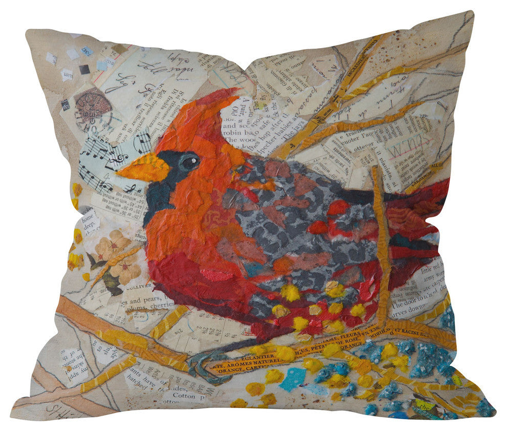 Elizabeth St Hilaire Nelson Cardinal On White Outdoor Throw Pillow, 18x18x5