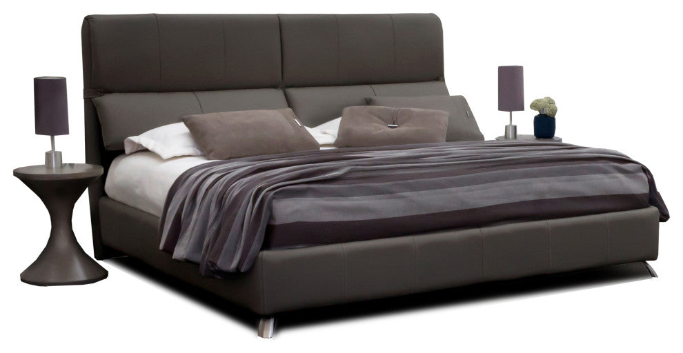 Nativa Interiors Moscow Geniune Leather King Bed, Macadamia