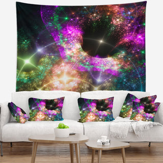 Pink Cosmic Black Hole Abstract Wall Tapestry, 80"x68"