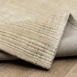 Cayden Textural Stripe Wool Blend Beige/ Ivory Hand-tufted Rug 8' x 10'