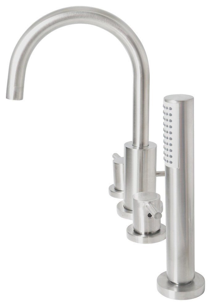 Signature Series 2 Handle Roman Tub Filler Deck Mount with Hand Shower, Brushed
