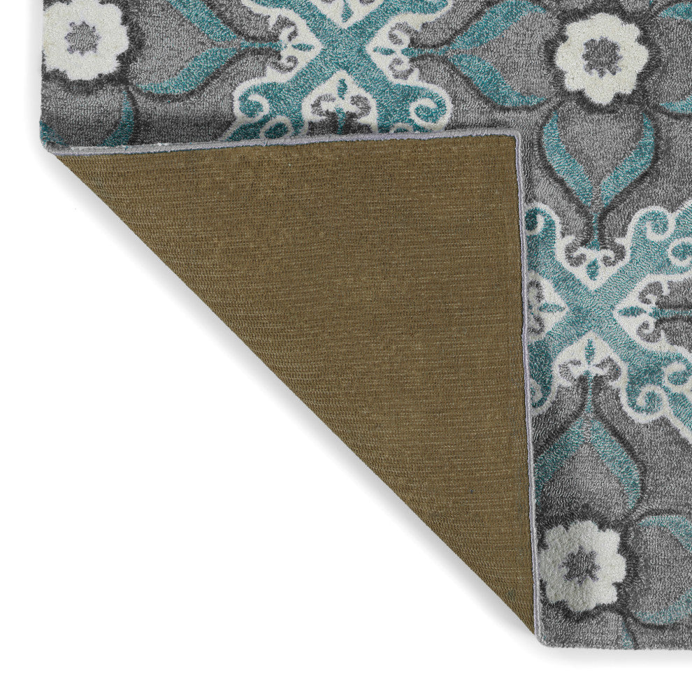 Peranakan Tile Collection Spa 5' x 8' Rectangle Indoor-Outdoor Area Rug