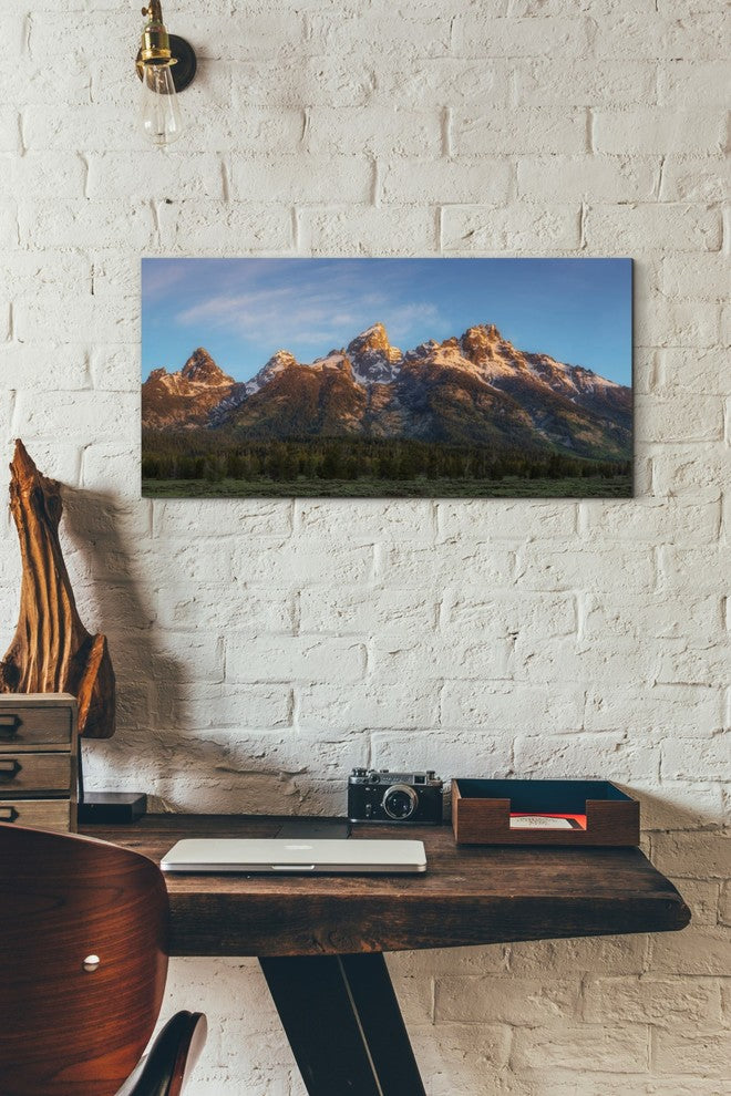 Epic Graffiti "Tetons First Light" by Darren White, Giclee Canvas Art, 12"x24"