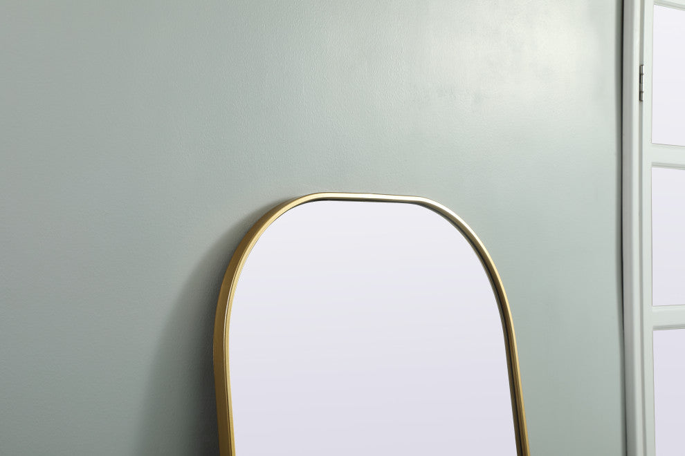 Metal Frame Arch Full Length Mirror 28X74 Inch, Brass