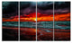 Red Sunset over Blue Waters, Seascape Canvas Art Print, 48"x28", 4 Panels